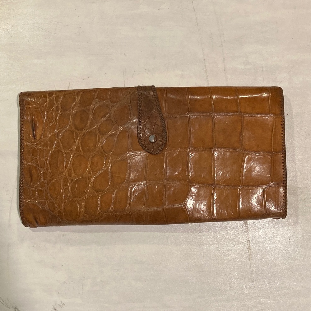 Antique Brown Clutch with Additional Pockets and Clasp
